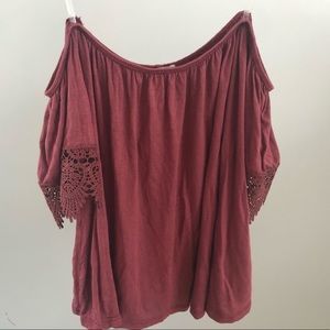 Off The Shoulder Maroon Blouse